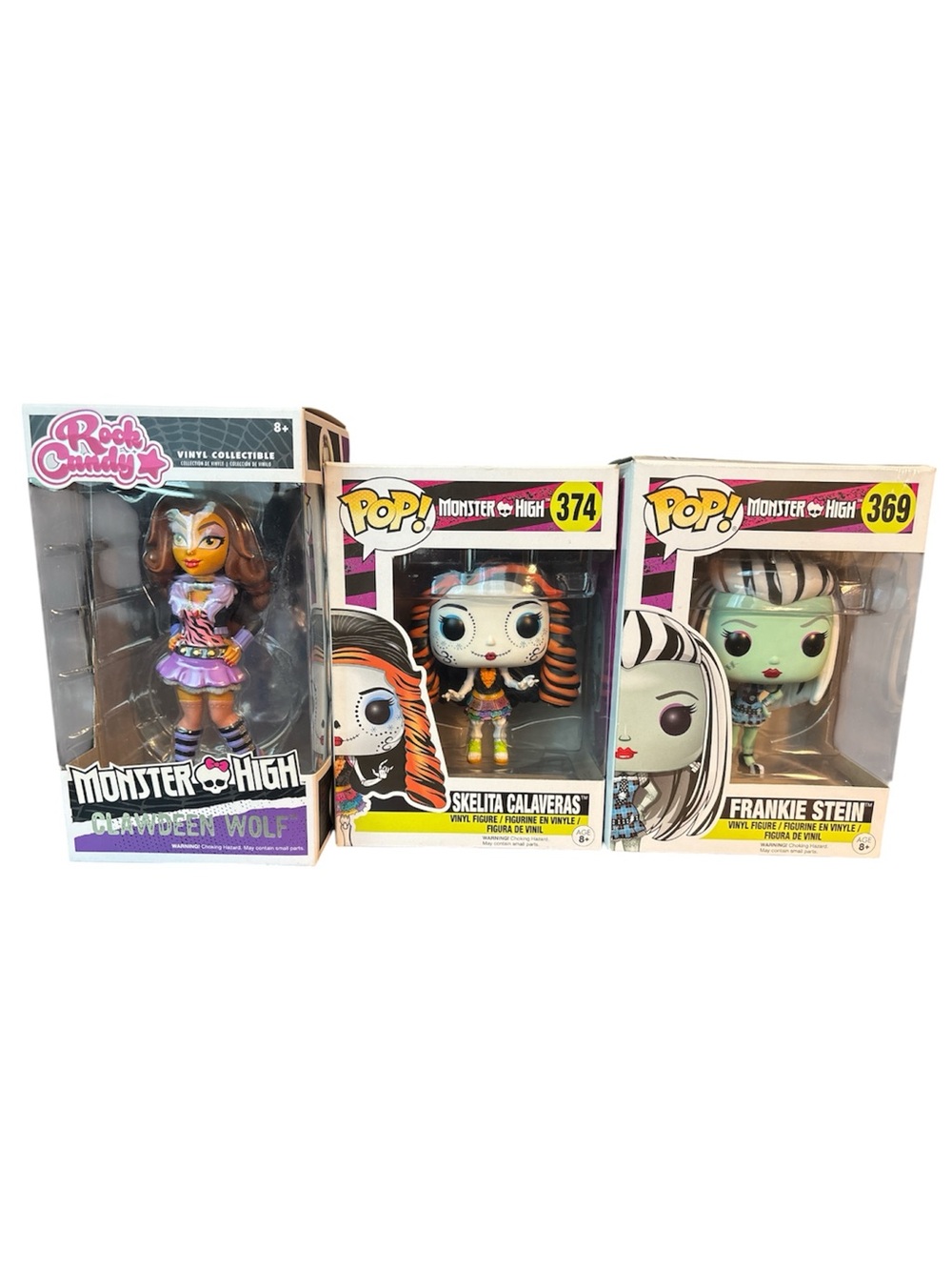 Monster High Funko Pop and Rock Candy Figurines Frankie, Clawdeen, & Skelita